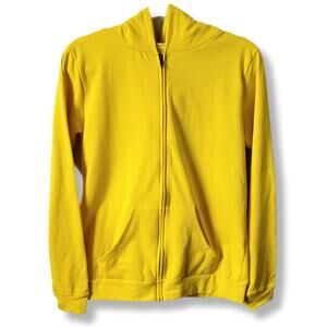 LNA Women Yellow Zip Hoodie Sweatshirt L Preppy Casual Gorpcor Cozy USA NEW Flaw